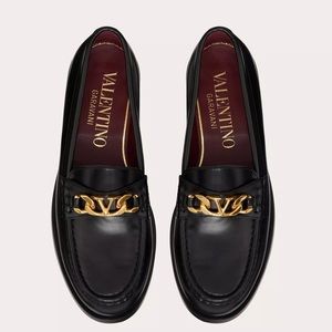 Valentino Garavani Black Loafers with Gold Accent